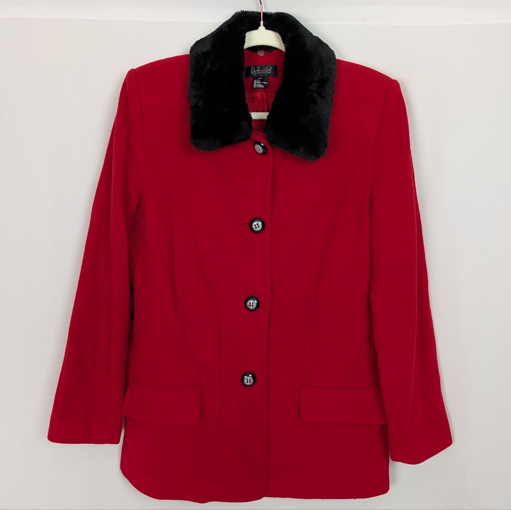 Rafaella Red Wool Cashmere Dress Coat